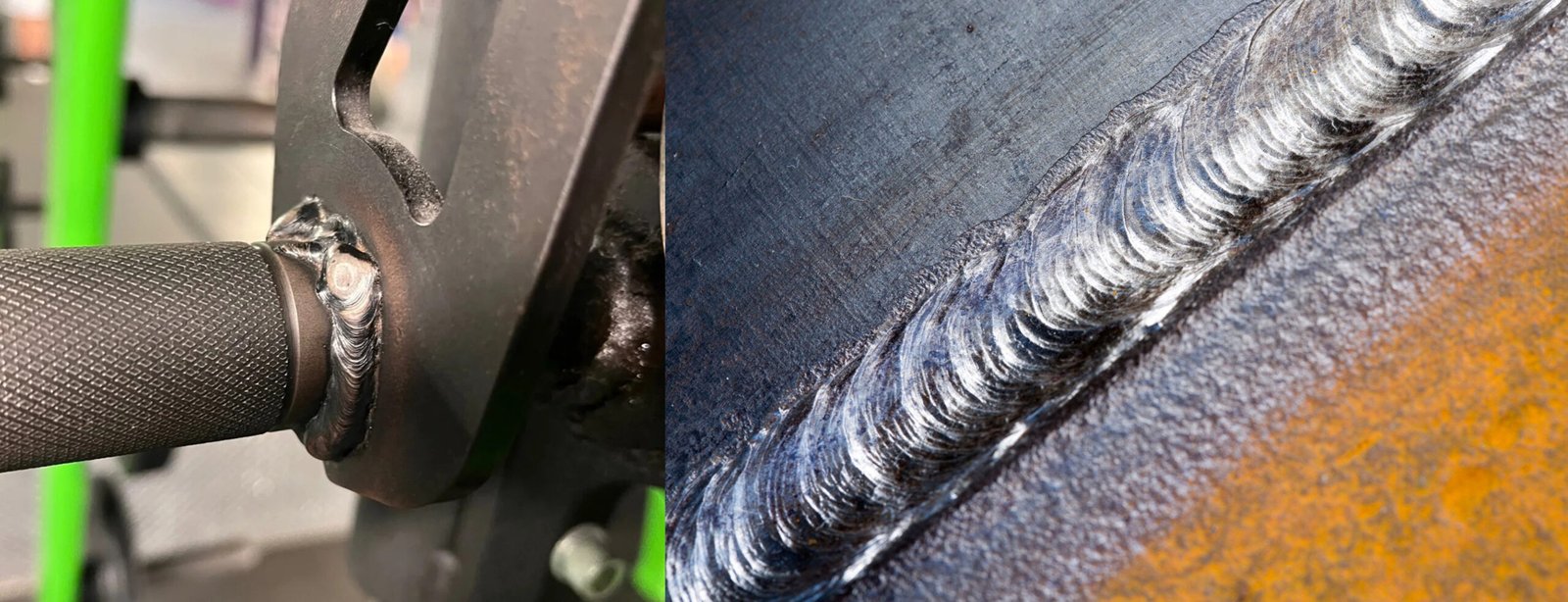 Close up of power rack welding inspection